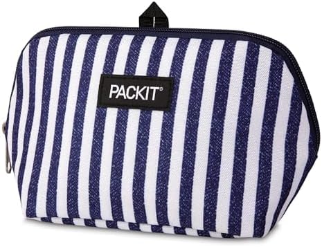 PackIt® Freezable Snack Bag, Seaside Stripe, Built with ECOFREEZE® Technology, Collapsible, Reusable, Zip Closure, Designed For Keeping Snacks Fresh On the Go