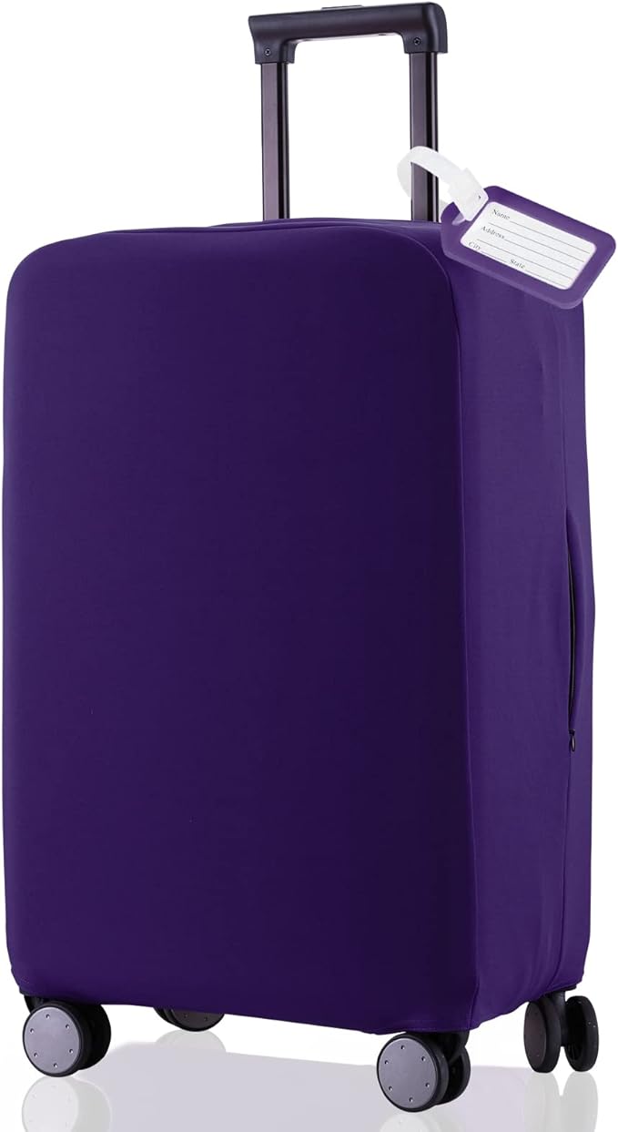 Travel Luggage Cover Suitcase Protector Scratch-Resistant Fit 19-31 Inch Suitcase, Not Included Suitcase (Purple, M(24-25 inch))