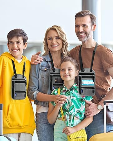 Passport Holder for Families | RFID Blocking Neck Wallet | Travel Document Organizer | Multi-Passport Pouch | Portable and Stylish