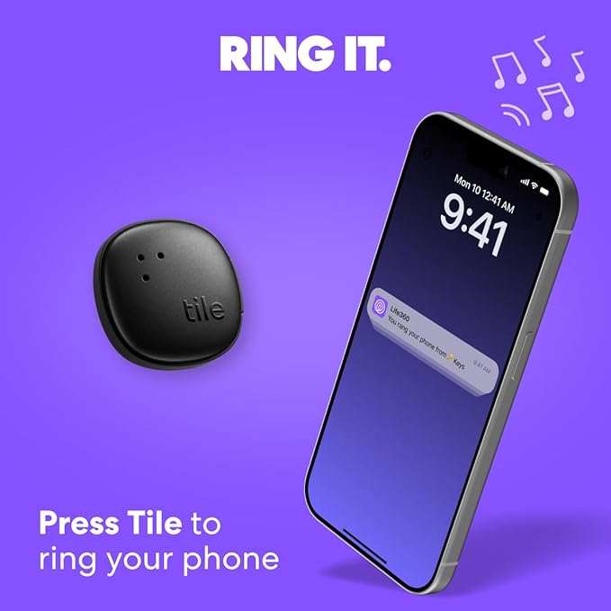 Tile by Life360 Sticker - Small Bluetooth Tracker, Remote Finder and Item Locator for Bikes, Glasses and More. Both iOS and Android Compatible. Phone Finder. 1-Pack (Black)