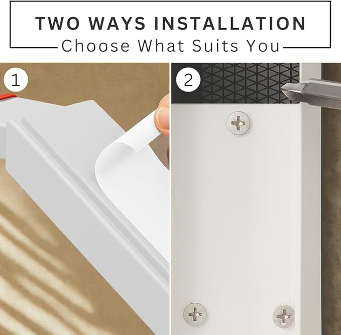 Door Stop, No Drill Door Stoppers - Kickdown Doorstop for Home, Glass Doors, & Outdoors, Easy to Install Doors with Self Adhesive Door Stopper, No Screw Flip Down Portable Door Stopper - White