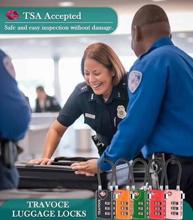 Search Alert TSA Approved Travel Combination Luggage Cable Locks for Suitcase, Gym Locker,Toolbox,Backpack 1,2,4,6 &10 pk (Pink 2 Pack)