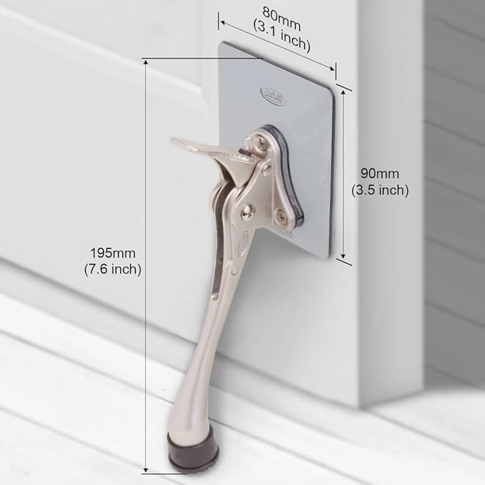 One-Touch Doorstop Adhesive Bracket (Satin Nickel, 6inch x 2pack)