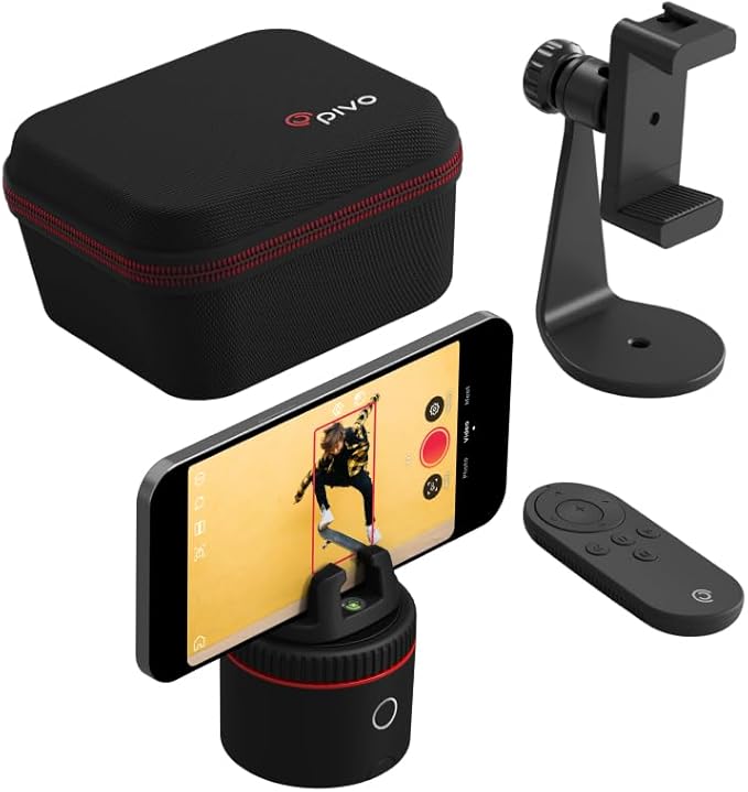 Pivo Pod Classic Auto Tracking Phone Holder, Face & Body Tracker, 360° Rotation, Stand for Content Creation with Remote Control, Smart Mount and Travel Case