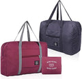Foldable Travel Duffel Bag (2 Pack), For Spirit Airlines, Weekender Overnight Bag, Tote Carry on Luggage Sport Duffle Weekender Overnight for Women and Girls (2Pack-Red Black)