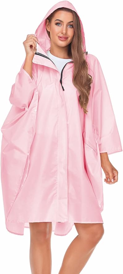 SaphiRose Unisex Rain Poncho Hooded Waterproof Raincoat for Adults Women