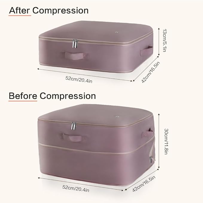 Ultra Space Saving Self Compression Storage Bags with Zipper, (pink) -Compression Organize for Bedding, Comforter Storage Bag for Blankets Duvet Quilts Pillows