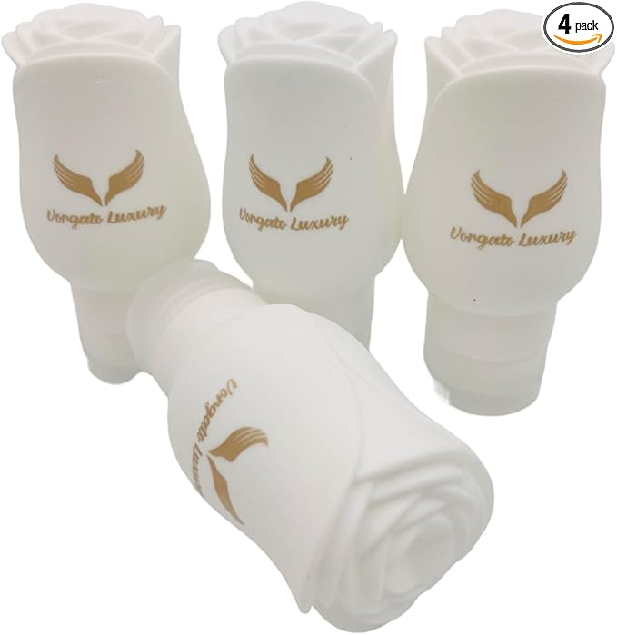 Vorgato Luxury- Silicone Travel Bottles for Toiletries - 3oz Silicone - TSA Approved - Refillable Travel Bottles 4pcs (White)