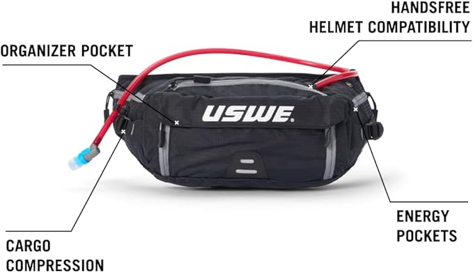 USWE Zulo Hydration Hip Pack - with Organizer and Side Pockets, Bounce Free Hip Belt (6L, Yellow)