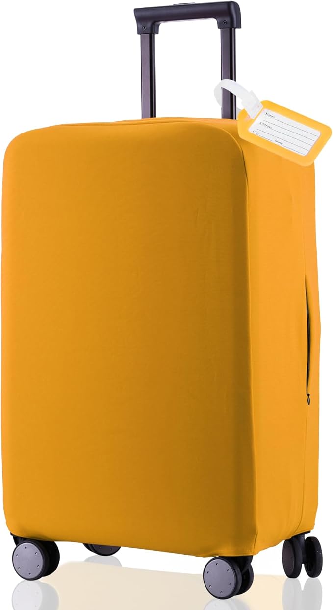 Travel Luggage Cover Suitcase Protector Scratch-Resistant Fit 19-31 Inch Suitcase, Not Included Suitcase (Yellow, 2XL(30-31 inch))