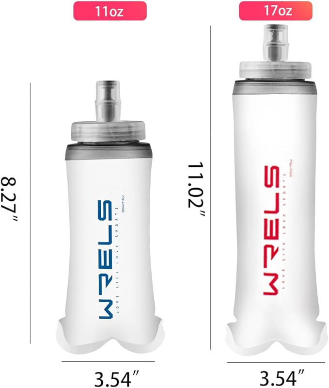 Soft Flasks Soft Running Water Flask Collapsible Soft Water Bottles Small BPA-Free for Sports Hiking Hydration Pack 500 ml/17oz，300 ml/10oz（2pack-300ml,blue）