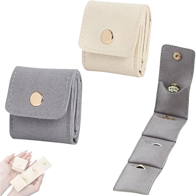 Mini Travel Jewelry Bag, 2025 New Travel Jewelry Case Organizer, Portable Foldable Compartment Auxiliary Mini Travel Jewelry Roll Bag With Buckle For Small Jewelry Earrings, Rings, Necklaces (C)