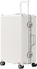 AnyZip Luggage PC+ABS Aluminum Frame Zipperless Checked Luggage Hard Shell Suitcase with TSA Lock Double Spinner Wheels 24 Inch White