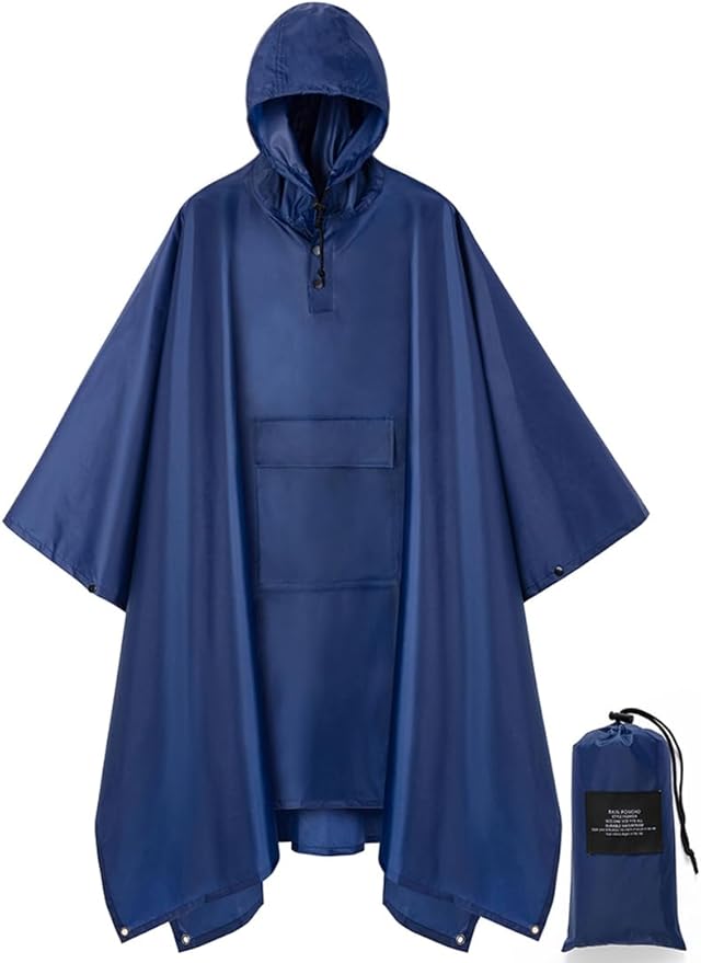 salamra Hooded Rain Poncho Waterproof Raincoat Jacket for Men/Women/Adults with Pocket