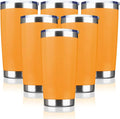 20oz Tumbler Bulk Stainless Steel Vacuum Insulated Tumblers with Lid Double Wall Travel Mug, Durable Powder Coated Coffee Cup, Suitable for Ice Drinks and Hot Beverage (Orange 6pack)