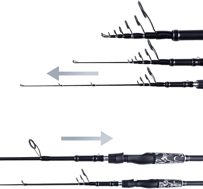 RIFT Venture Telescopic Fishing Rods, Rubber Grips, Fuji Guides, Carbon Fiber Rod, Durable Solid Carbon Tip, Floating Guides, Spinning Casting Travel Rod