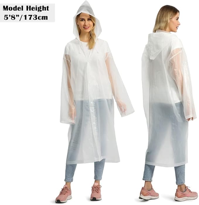 Opret 2 Pack Raincoats for Adults Reusable, EVA Rain Ponchos Lightweight Rain Coat Waterproof Rain Gear for Men and Women