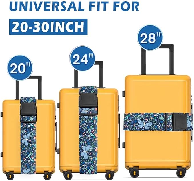 Luggage Straps for Suitcases Travel Belt Accessories, Cute Suitcase Strap, Adjustable Luggage Belt Strap, Heavy Duty with Quick-Release Buckle Luggage Strap Boho Dragonfly