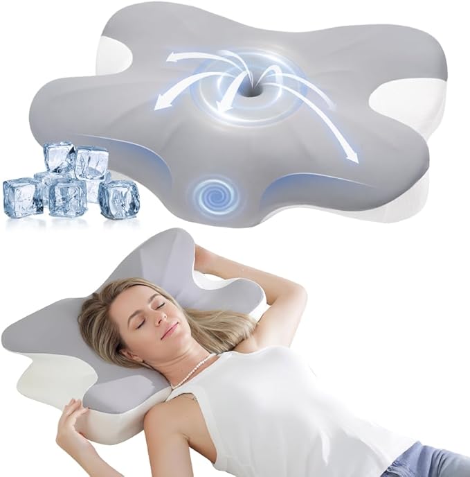 Cervical Pillow for Neck Pain Relief, Ergonomic Neck Pillow for Sleeping, Side Sleeper Pillows for Adults - Memory Foam Pillows with Cooling Case