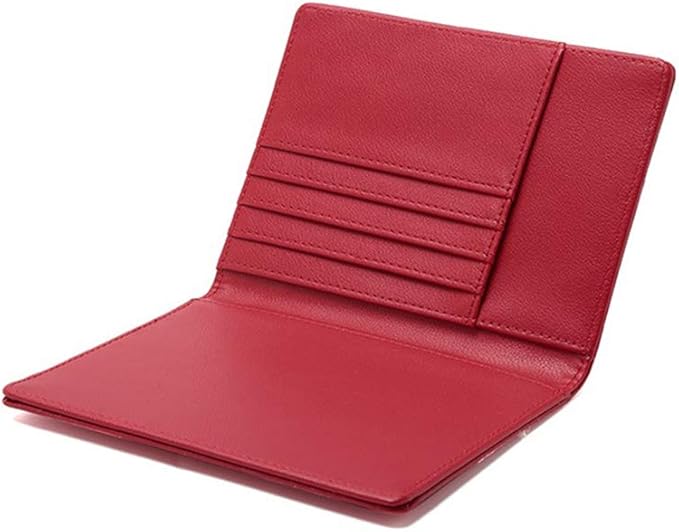 BAKUN Travel Wallet & Family Leather Passport Holder Cover RFID Blocking Travel Wallet, Leather Card Case, Travel Document Organizer Case(Red)