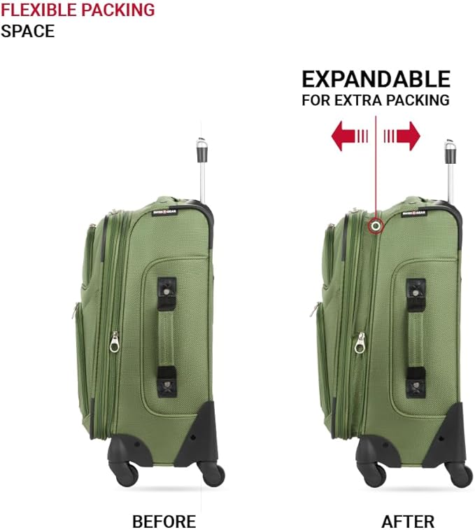 SwissGear Sion Softside Expandable Luggage, Evergreen, 3-Piece Set (21/25/29)