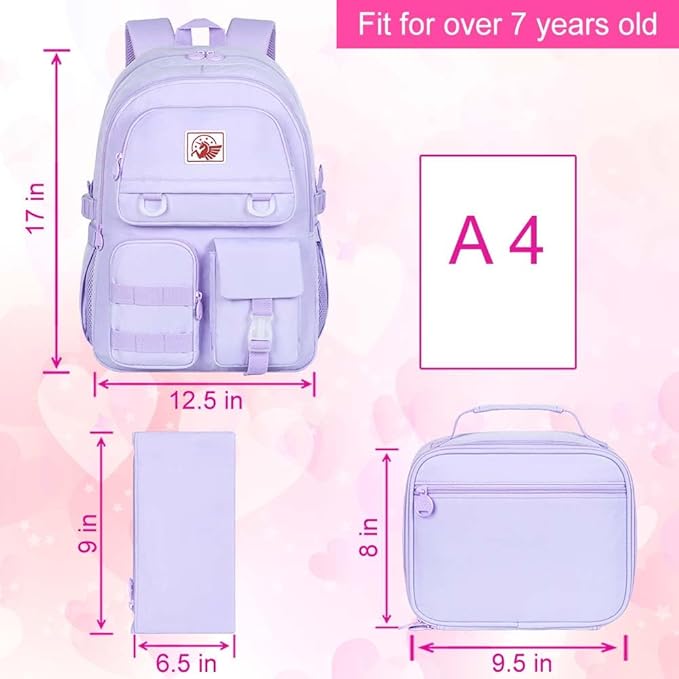 CCJPX Girls Backpack, 16 inch School Laptop Bag College Bookbag, Anti Theft Daypack for Teens Girls Students Women