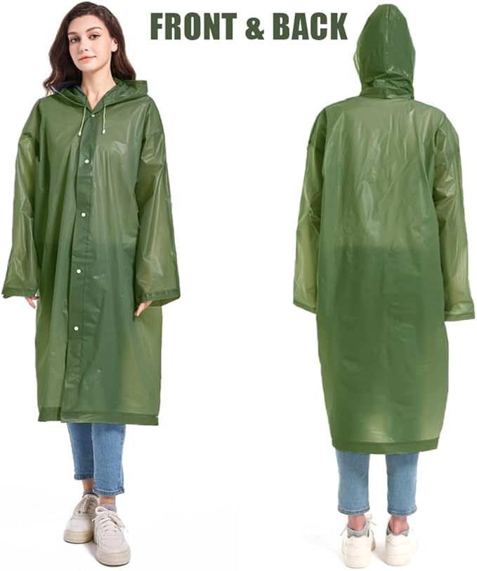 Rain Coats (2 Pack) - Reusable EVA Rain Ponchos for Adults Rain Jackets Raincoats for Men Women