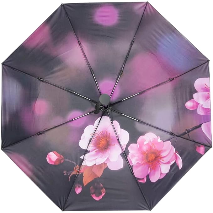 LLanxiry Compact Travel Umbrella, Mini Windproof Umbrellas for Rain & Sun, Small Lightweight Outdoor UV Umbrella, Portable Folding Umbrellas for Travel