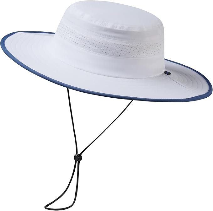 UPF 50+ Foldable Brim Water-Resistant Sun Bucket Hat with Laser Perforated Mesh Adjustable for Men Women Outdoor