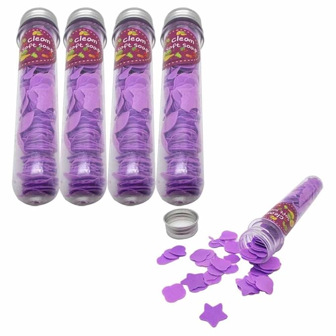 Flower Paper Soap Sheets 4 Pack - Portable Disposable Travel Confetti - Foaming Hand Washing Scented Flakes for Indoor, Travel, Camping, Hiking, Outdoor - Toiletry (Violet)