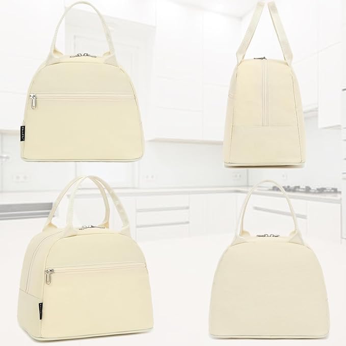 FlowFly Insulated Lunch Cooler Bag - Tote Bag Organizer for Women/Men, Beige