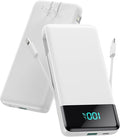 Portable Charger for iPhone with Built in Cables and Wall Plug,Upgraded 13800mAh Fast Charging USB C Power Bank,4 Outputs Travel Essential Battery Pack Compatible with iPhone 15/14/13,Samsung-White