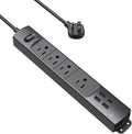 TROND Surge Protector Power Strip with USB, Ultra Thin Flat Plug 3ft Extension Cord 1625W, 3 USB A & 1 USB C, 4 AC Outlets 1440J Surge Protection, ETL Listed, Wall Mount for Home Office Dorm, Black