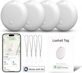 4 Pack Smart Tag Tracker Works with Apple Find My, IP65 Waterproof and Replaceable Battery, Bluetooth Tracker Item Locator for Key Pet Wallet Backpack Luggage, White (iOS 14.6 or Above)