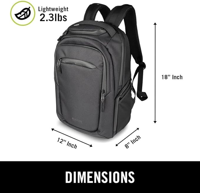 Kenneth Cole REACTION Abrasion-Resistant Parker Laptop Backpack, Black