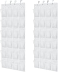 GORILLA GRIP Over the Door Shoe Organizer, 2 Pack, 24 Breathable Mesh Pockets, Space Saving Hanging Storage Holder, Closet Rack Hanger Holds Up to 40 lbs, Hangs on Closets, Shoes, Accessories, White