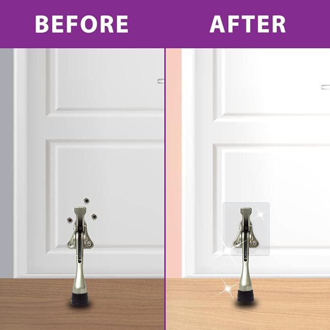 Door Stopper with Adhesive Bracket Stickers, No Drilling or Tools Needed, Available for All Doors, Door Holder, Heavy Door Stop, KickDown Door Stoppers, Bottom of Door by HASHI (Black/Bracket)
