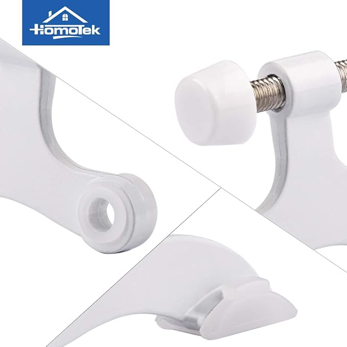 HOMOTEK 8 Pack Hinge Pin White Door Stopper,Adjustable Deluxe Heavy Duty Door Stopper 2-1/2"x1-3/4”,with White Rubber Bumper Tips