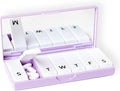 PORT X POLISH Designer Weekly Pill Box Organizer (Single 1X Daily, Lilac) | Compact, Stylish 7-Day Vitamin Supplement Case | Cute Portable Mini Travel Medicine Carrier | BPA-Free Pillbox Caddy