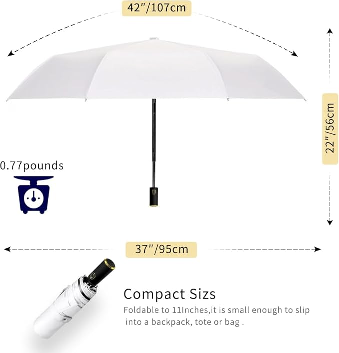 Cuby UV Sun Umbrella Compact Folding Umbrella lightweight Portable Manual Travel Umbrella for Rainproof & 99% UV Protection with Black Anti-UV Coating