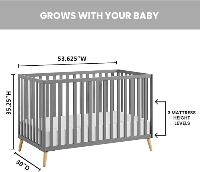 Oxford Baby Cozy Nest Convertible Island Crib, Dove Gray/Natural