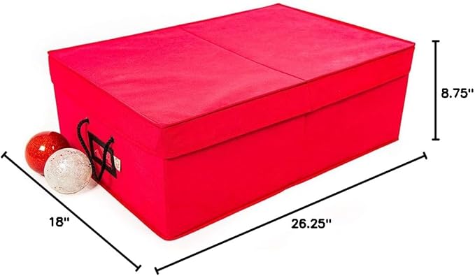 Santa's Bags [Christmas Ornament Storage Box with Dividers] - (Holds 48 Ornaments up to 4 Inches in Diameter) | Acid-Free Removable Trays with Separators | 2 Removable Trays