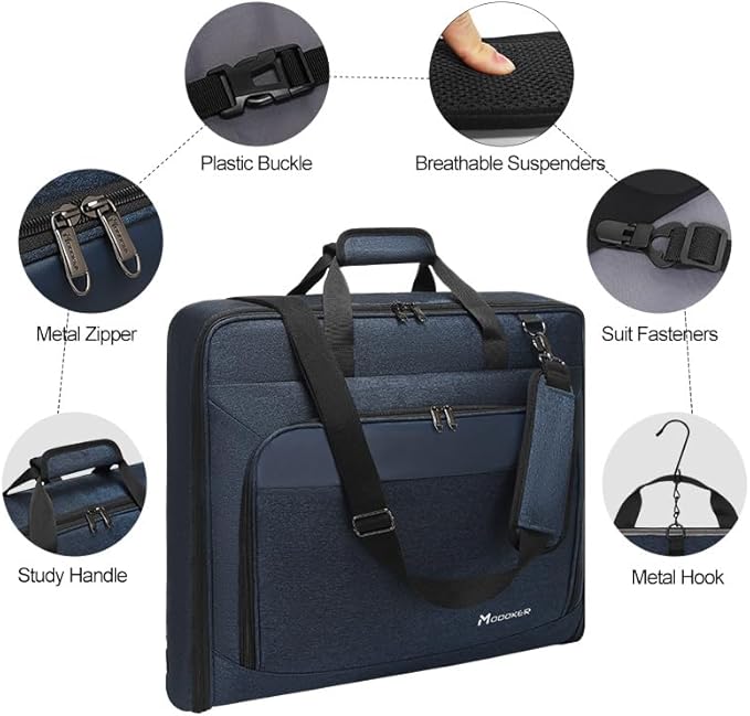 Modoker Suit Luggage Garment Bag with Shoulder Strap, Suit Carry on Bag Hanging Suitcase Garment Bags for Men Women Business Travel