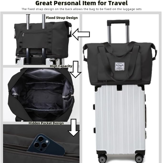 Large Capacity Foldable Travel Bag, Expandable lightweight Carry on Bag, Dry with Wet Separation Spor Duffel Bags