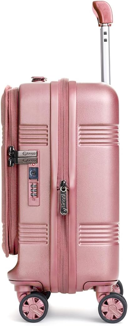 biaggi Runway Hybrid Expandable Underseat Carry-On – Lightweight TSA-Approved Polycarbonate Travel Bag, Perfect for Getaways & Long Weekends (Expandable Underseater, Pink)