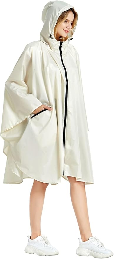 Rain Poncho Jacket Coat Hooded Zipper Style for Women/Men/Adult with Pocket