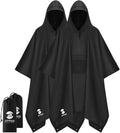 SaphiRose Extra Thick Hooded Rain Poncho Double Layer Waterproof Raincoat Jacket for Men Women Adults