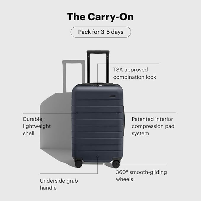 Away Carry-On Luggage, Lightweight Hardside Suitcase with Spinner Wheels, 22 Inch Airline Approved, TSA Lock, Salt White