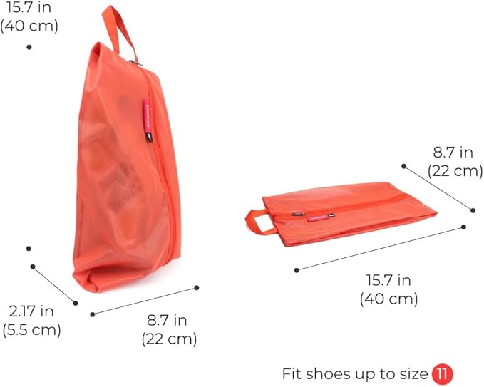 pack all Shoe Bag for Travel, Water-Resistant Shoe Pouch for Gym, Odor-Resistant Soccer Cleats Bag for Sport (Orange, 1-Pack)