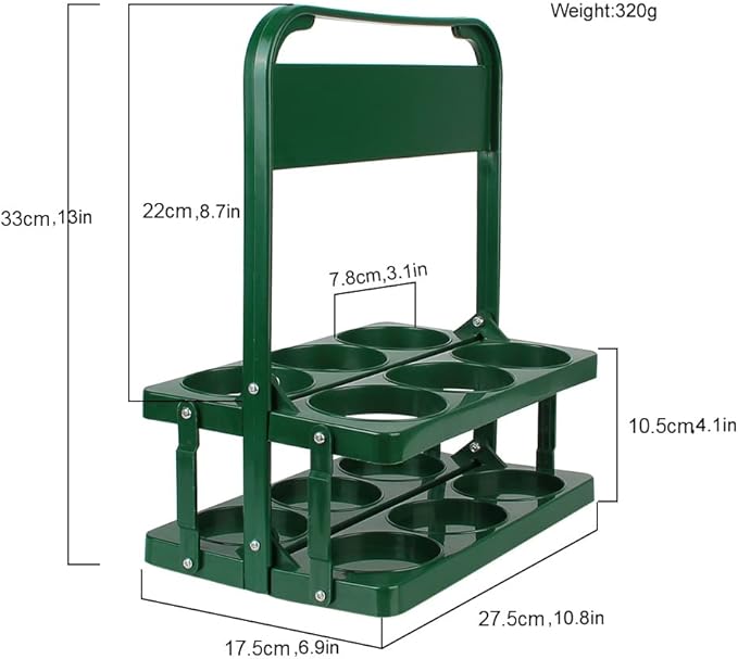 Portable Drink Carrier for Big Cups, Foldable Plastic Cup Holder, Reusable Cup Holder Carrier with Handle, Drink Delivery Carrier, Green Doordash